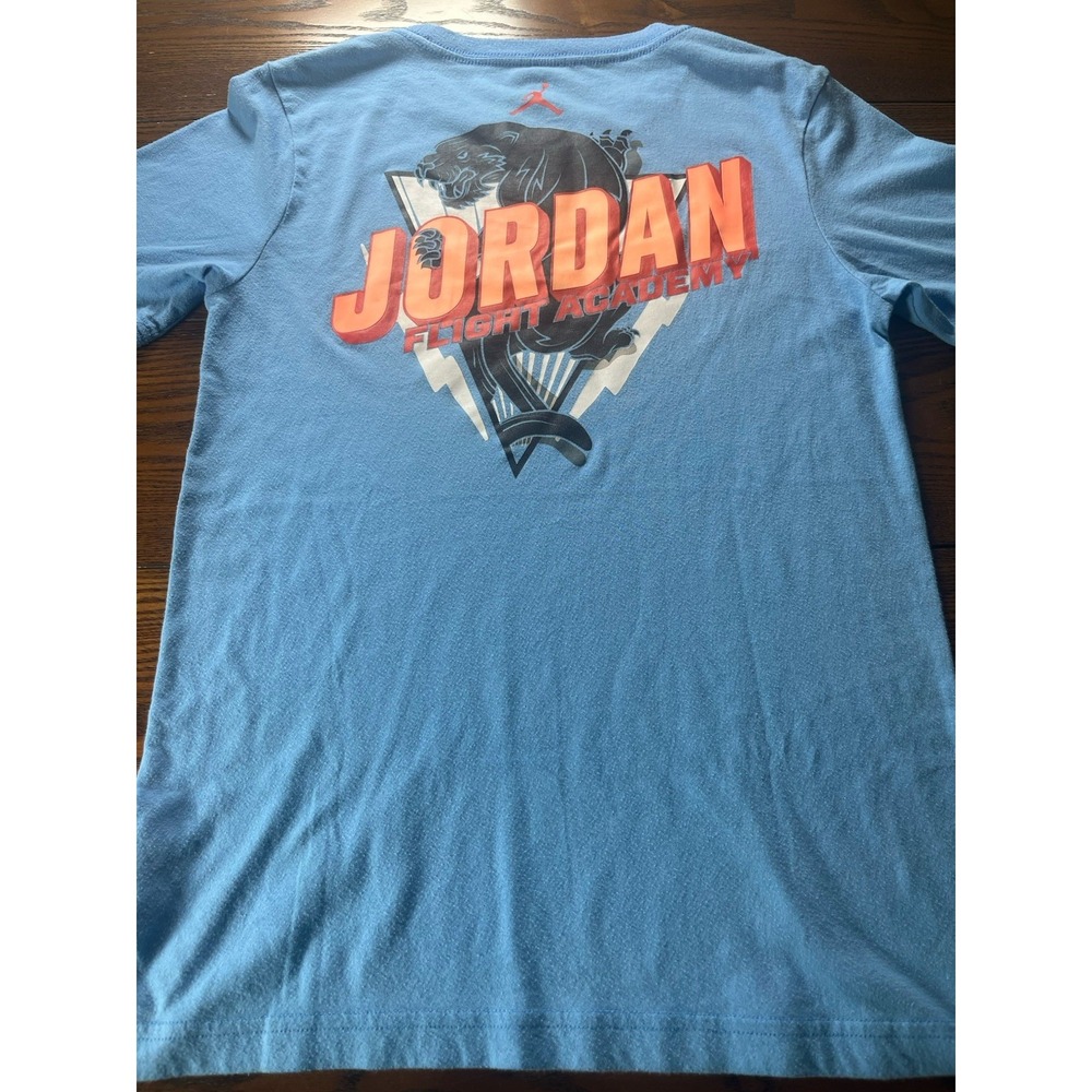 Nike Jordan Flight Academy Graphic Shirt Boys Short Sleeve Blue T-Shirt Size L
